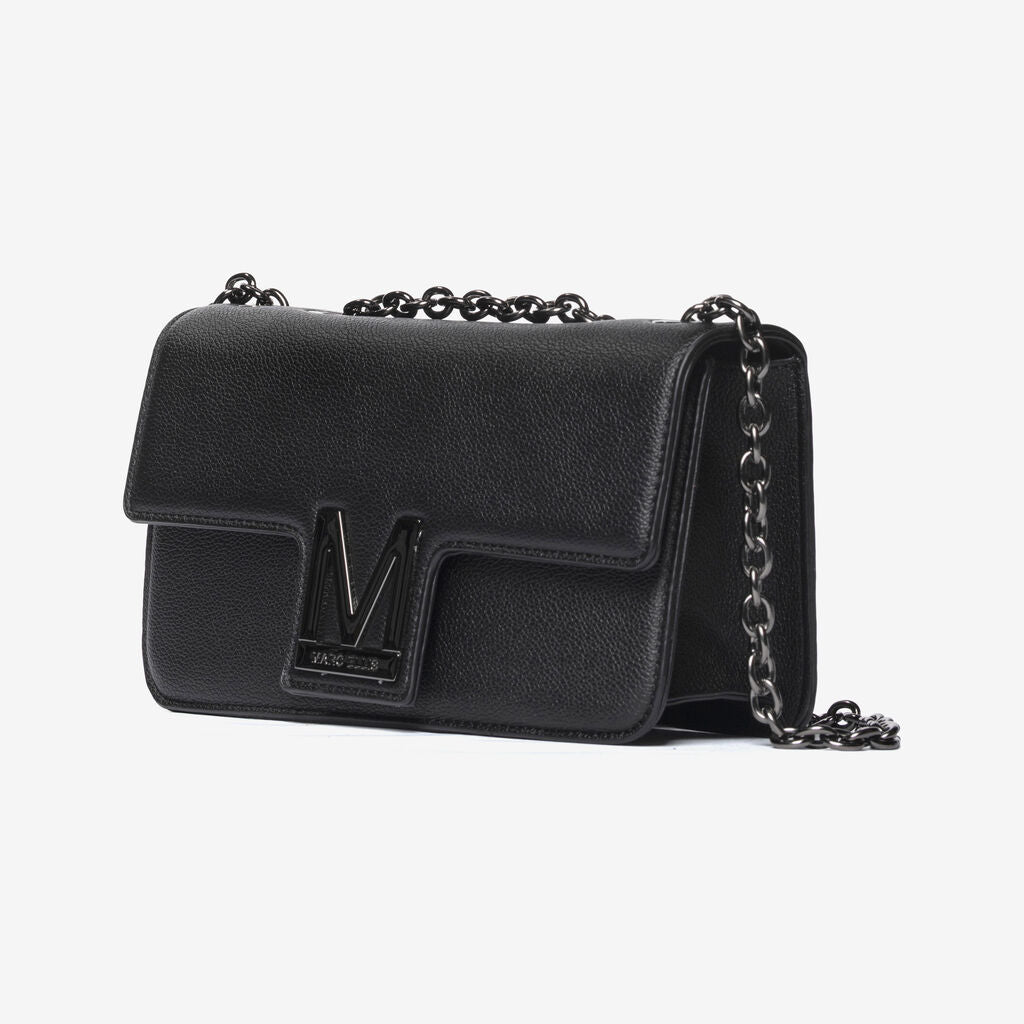 Black Textured Crossbody with Chain Strap