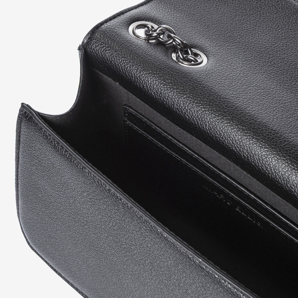 Black Textured Crossbody with Chain Strap