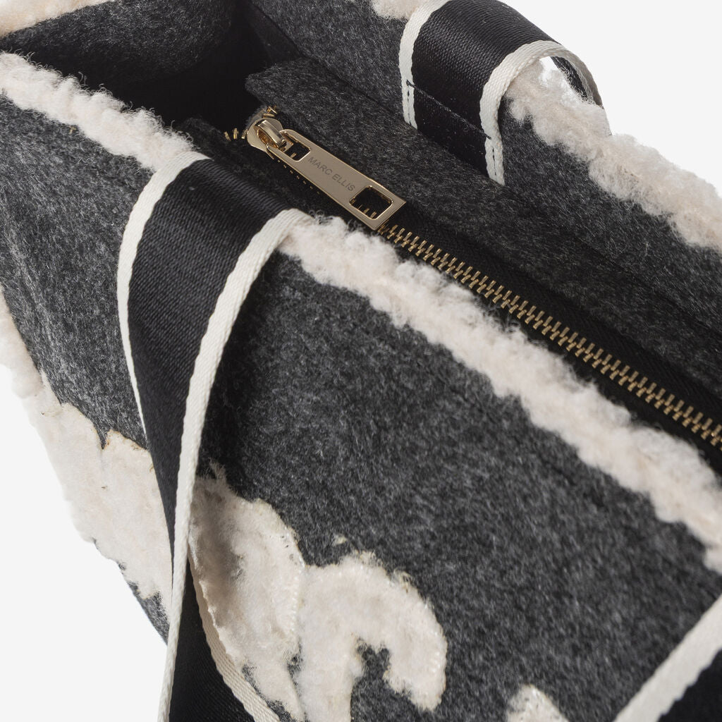 Charcoal Wool-Crafted Tote with Contrasting Logo Accent