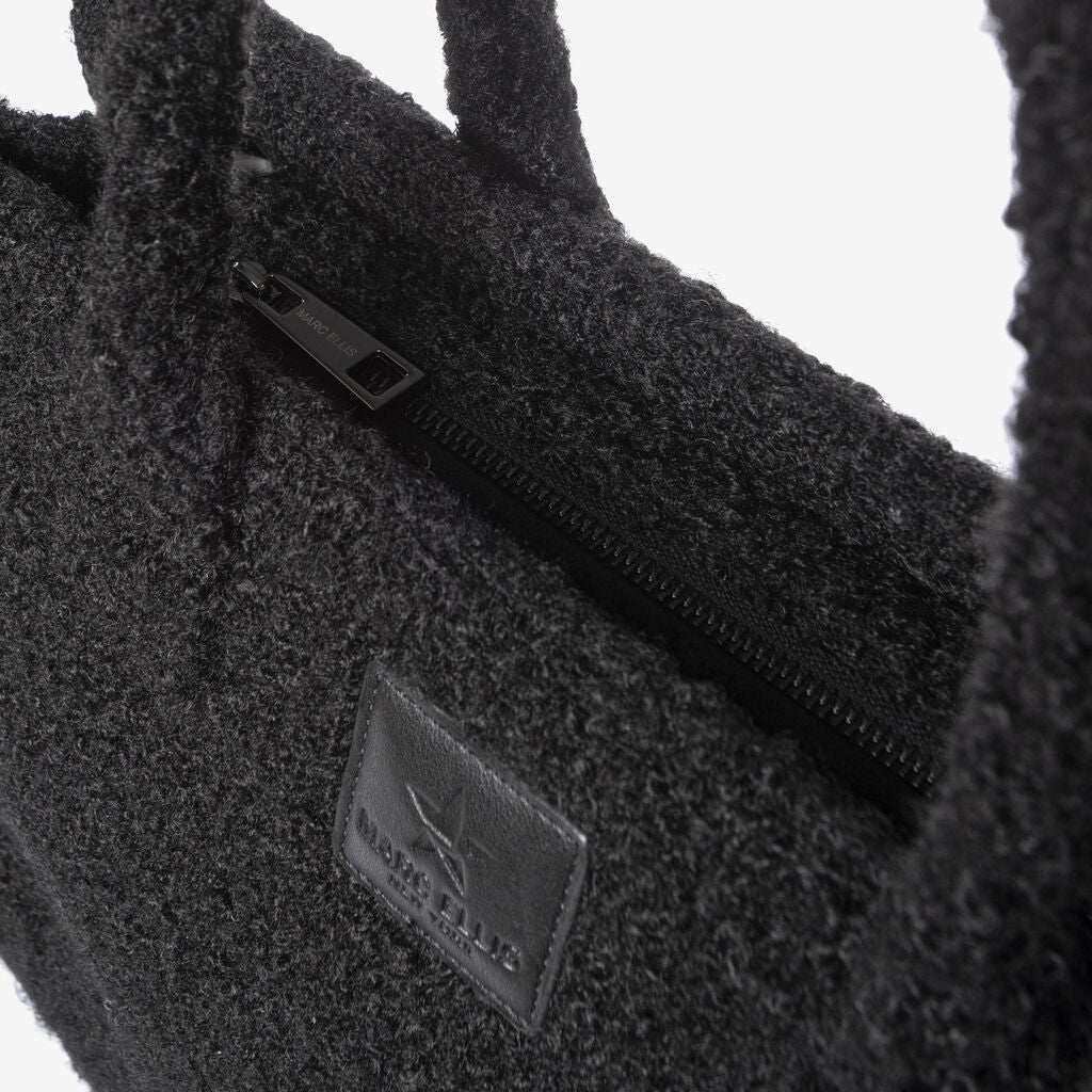 Black Textured Tote Bag with Logo Accent