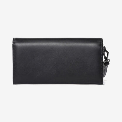 Black Leather Clutch with Oversized Logo