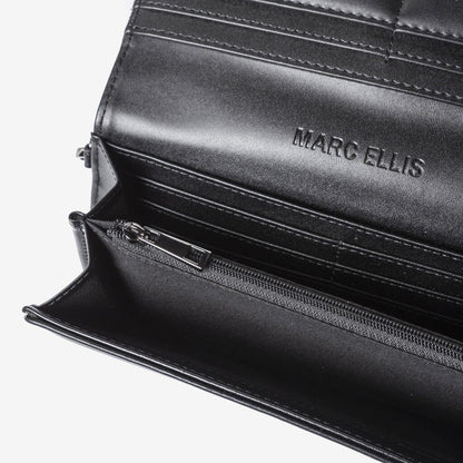 Black Leather Clutch with Oversized Logo