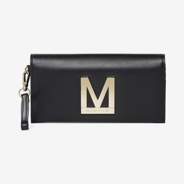 Black Logo-Embellished Clutch with Removable Strap