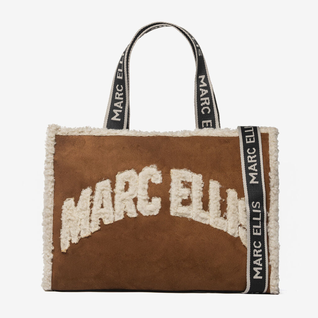 Brown Fleece-Trimmed Tote Bag with Logo Detail