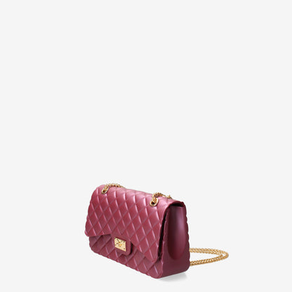 Purple Quilted Shoulder Bag with Gold Chain