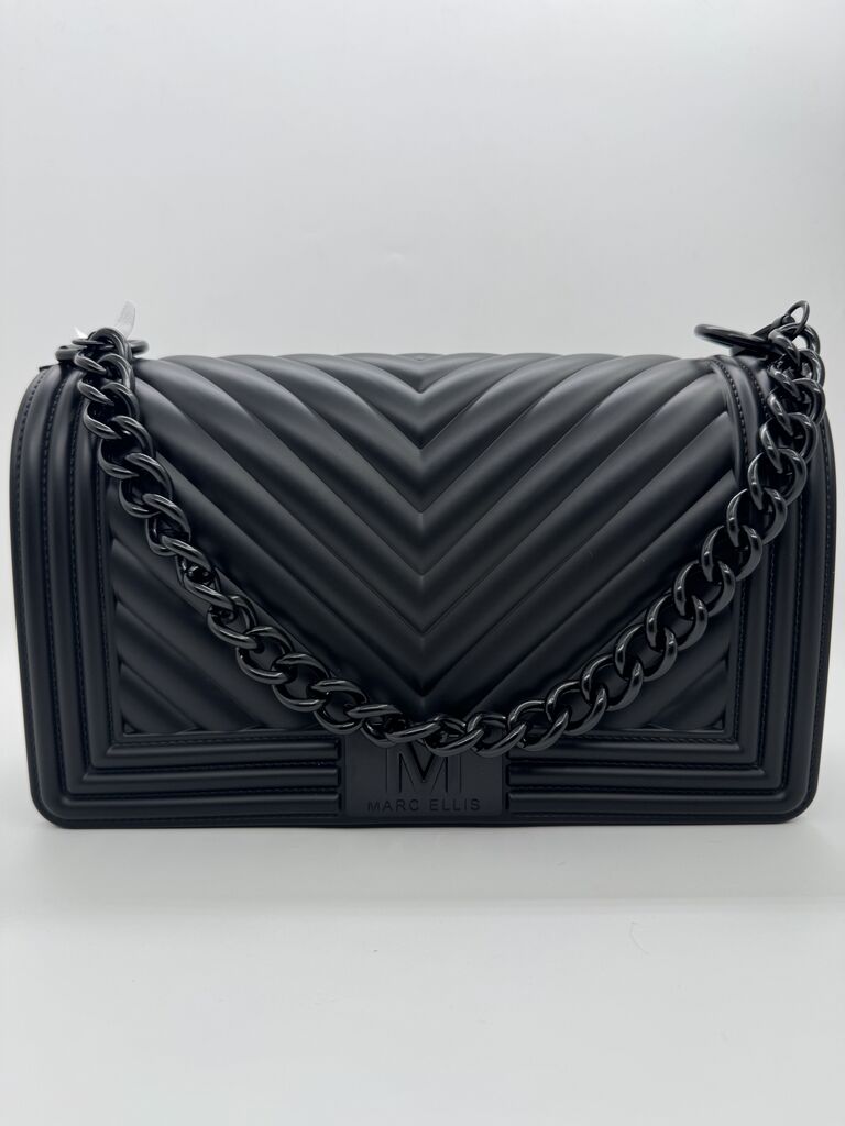 Black Quilted Crossbody Bag with Chain Strap