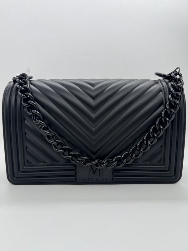 Black Quilted Crossbody Bag with Chain Strap