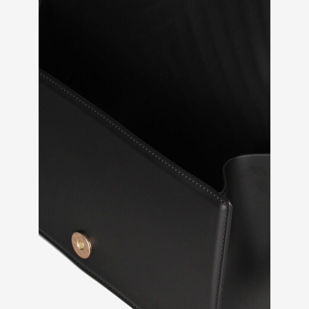 Black Quilted Shoulder Bag with Chain Detail