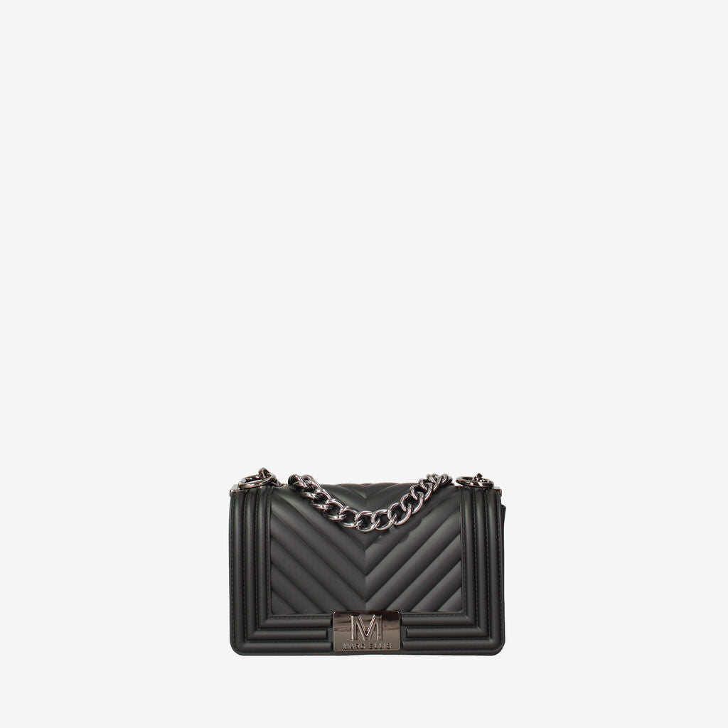 Black Quilted Crossbody Bag with Chain Strap