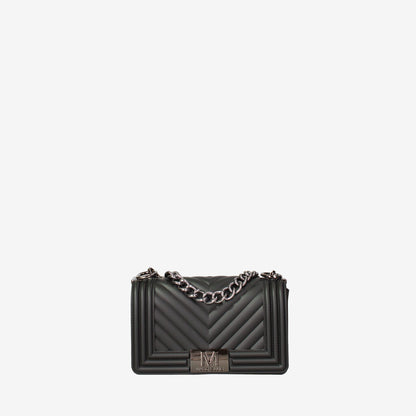 Black Quilted Crossbody Bag with Chain Strap
