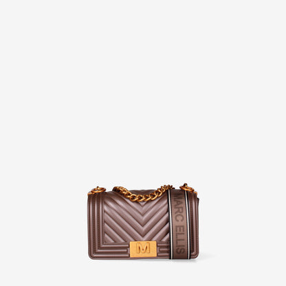 Taupe Quilted Chain Crossbody Bag