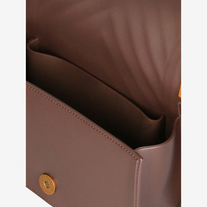 Taupe Quilted Chain Crossbody Bag