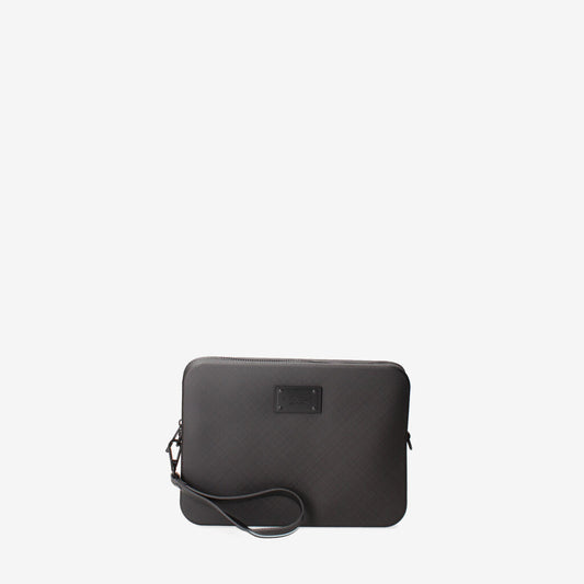 Black Textured Clutch with Wrist Strap