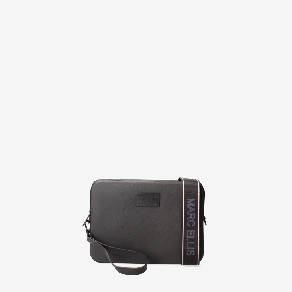 Black Textured Clutch with Wrist Strap