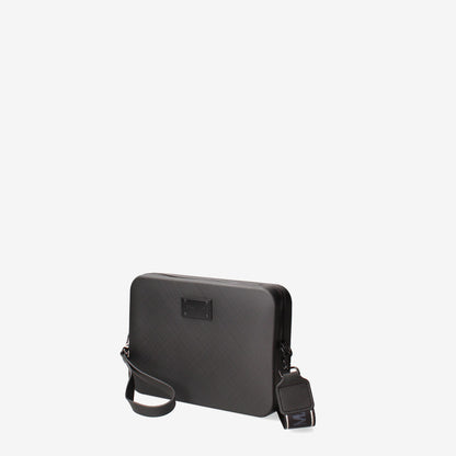 Black Textured Clutch with Wrist Strap