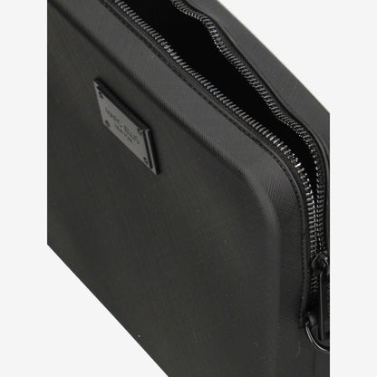 Black Textured Clutch with Wrist Strap