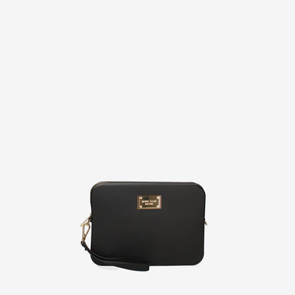 Black Structured Clutch with Gold Accent