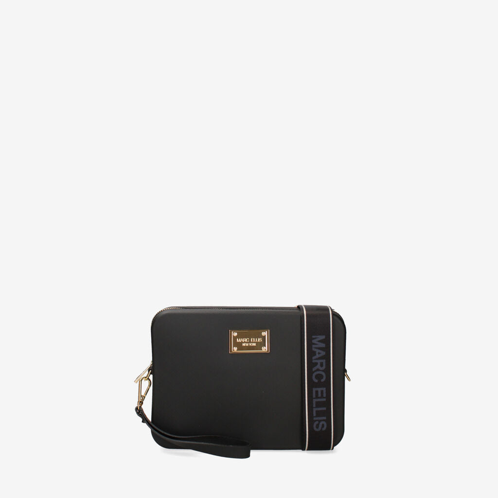Black Structured Clutch with Gold Accent