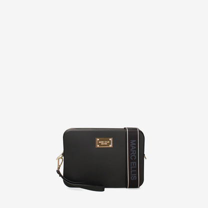 Black Structured Clutch with Gold Accent