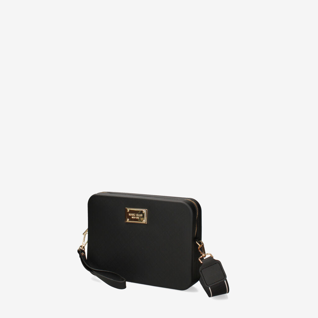 Black Structured Clutch with Gold Accent