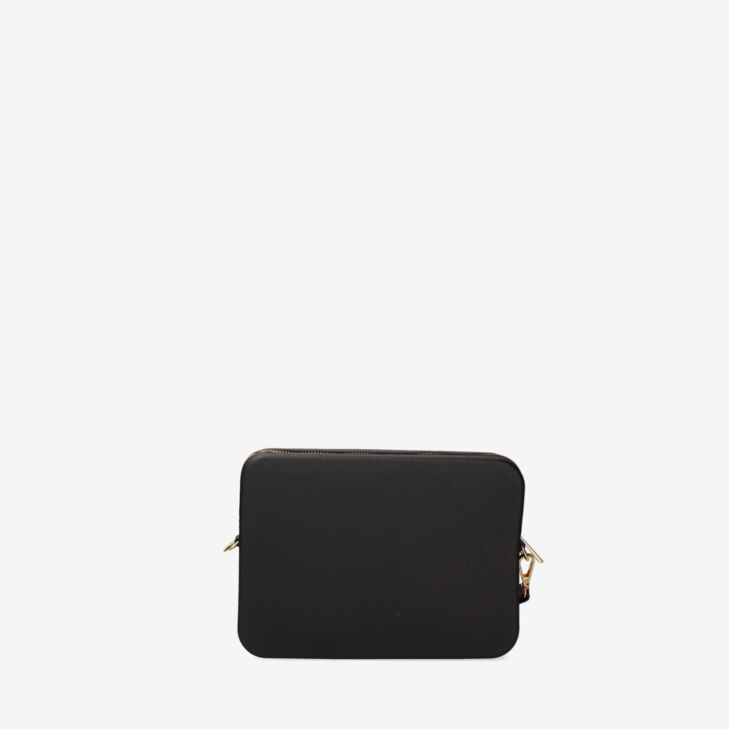 Black Structured Clutch with Gold Accent