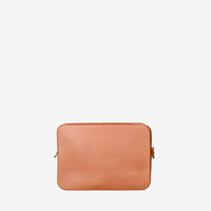 Camel Textured Clutch with Wrist Strap