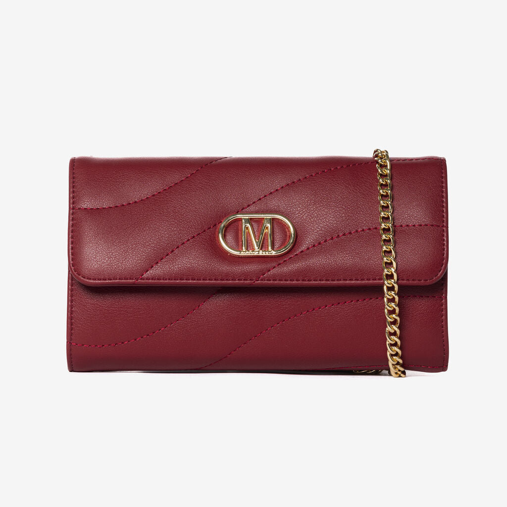 Burgundy Quilted Leather Bag with Chain Strap