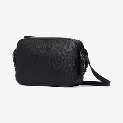 Black Textured Crossbody with Coin Pouch