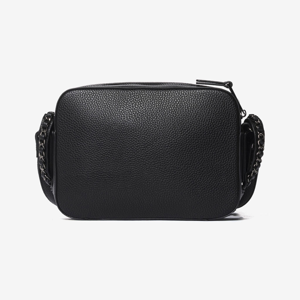 Black Textured Crossbody with Coin Pouch