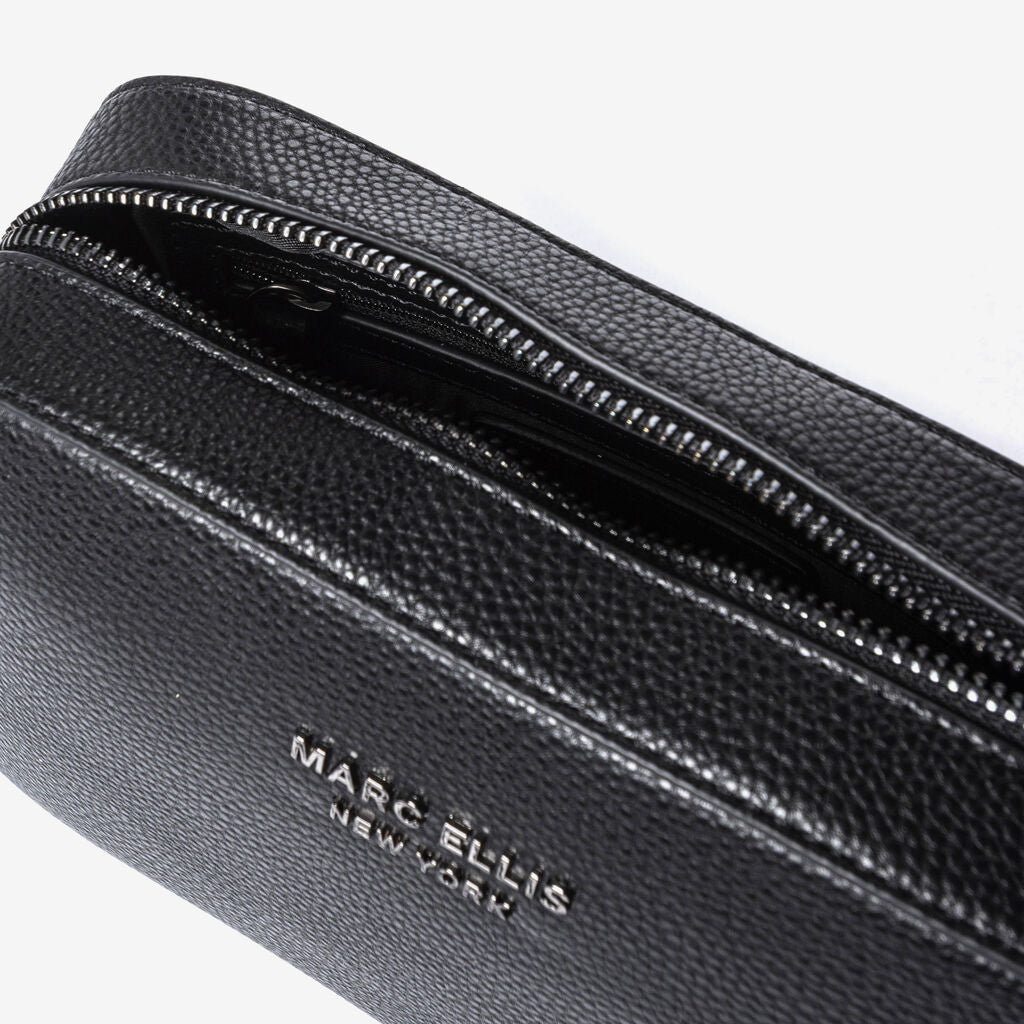 Black Textured Crossbody with Coin Pouch