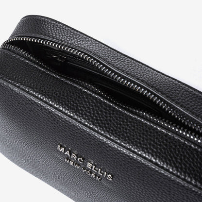 Black Textured Crossbody with Coin Pouch