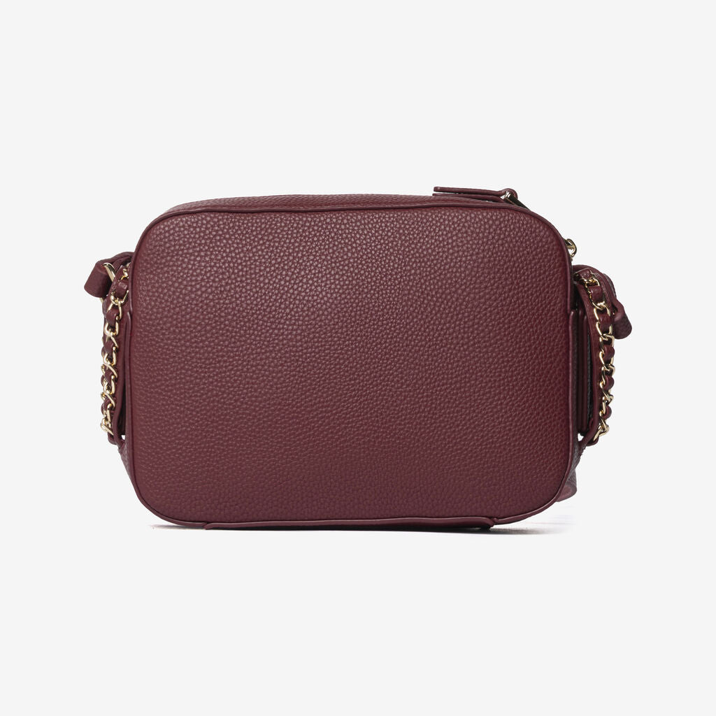 Burgundy Textured Crossbody Bag with Detachable Pouch