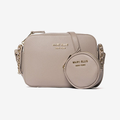 Taupe Textured Crossbody with Coin Pouch