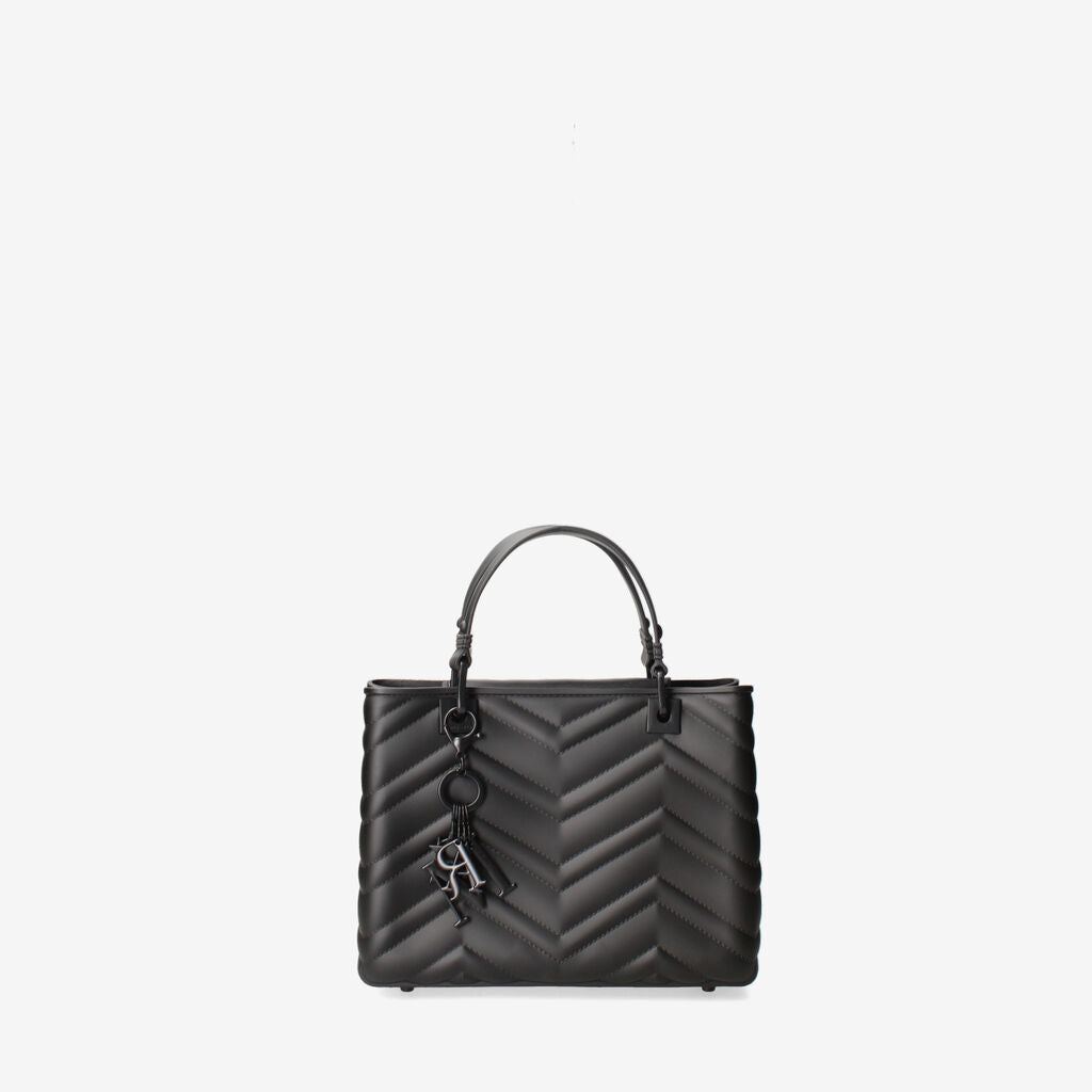 Black Quilted Tote Bag with Key Charm