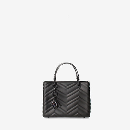 Black Quilted Tote Bag with Key Charm