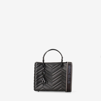 Black Quilted Tote Bag with Key Charm