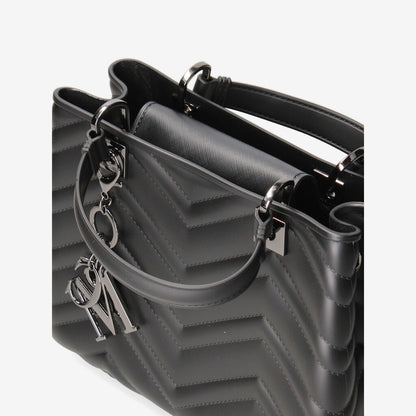 Black Quilted Tote Bag with Key Charm