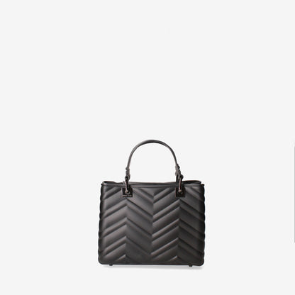 Black Quilted Handbag with Logo Strap