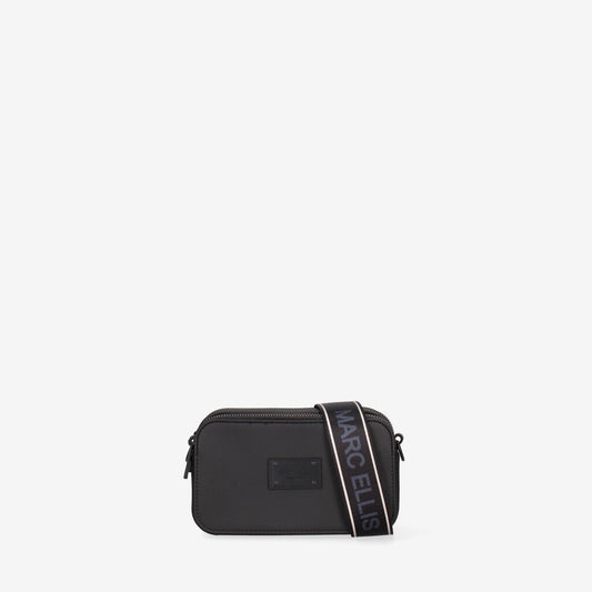 Black Nylon Crossbody Bag with Logo Strap