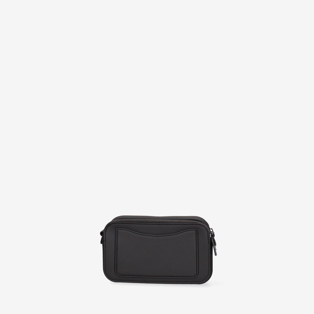 Black Nylon Crossbody Bag with Logo Strap