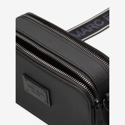 Black Nylon Crossbody Bag with Logo Strap