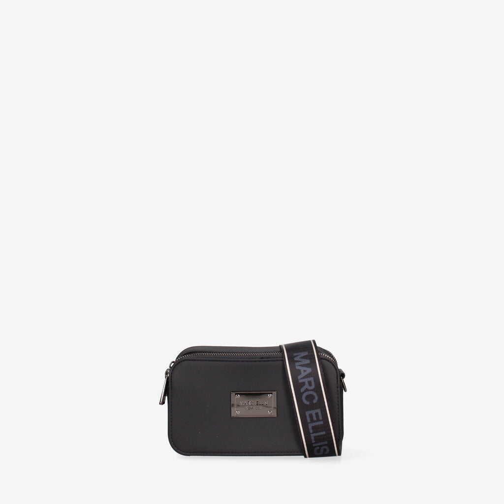 Black Textured Crossbody Bag with Adjustable Strap