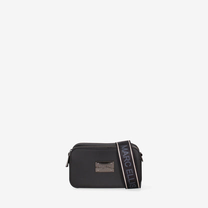 Black Textured Crossbody Bag with Adjustable Strap