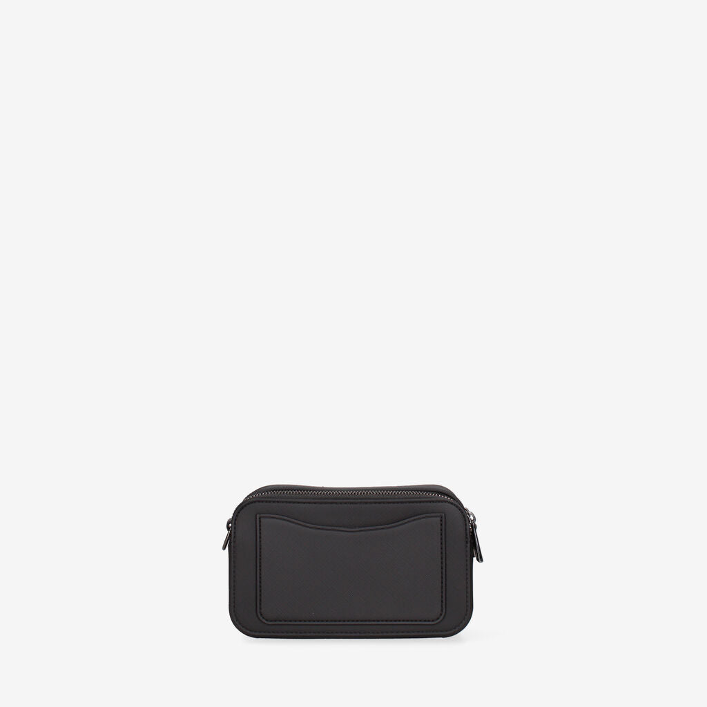 Black Textured Crossbody Bag with Adjustable Strap