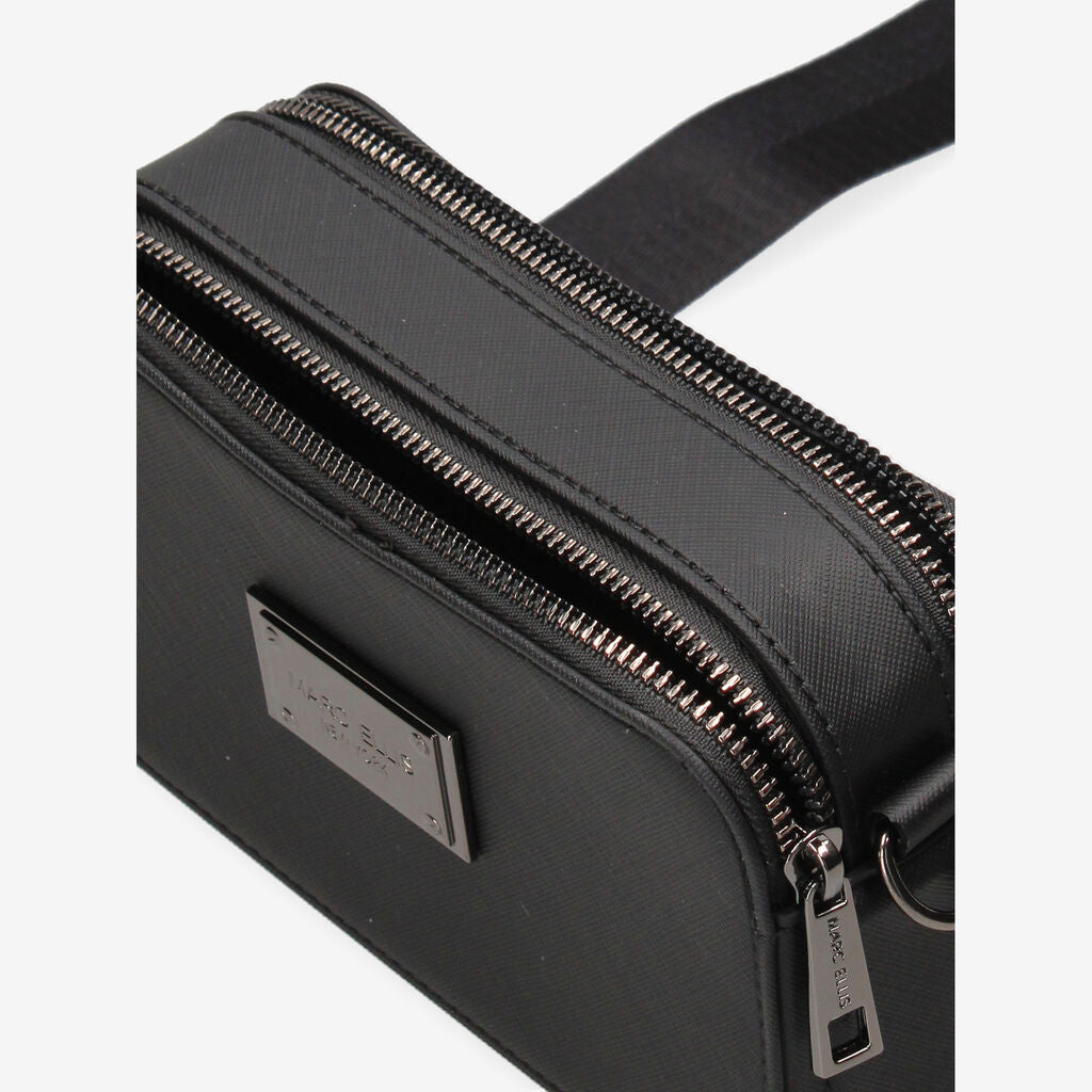 Black Textured Crossbody Bag with Adjustable Strap