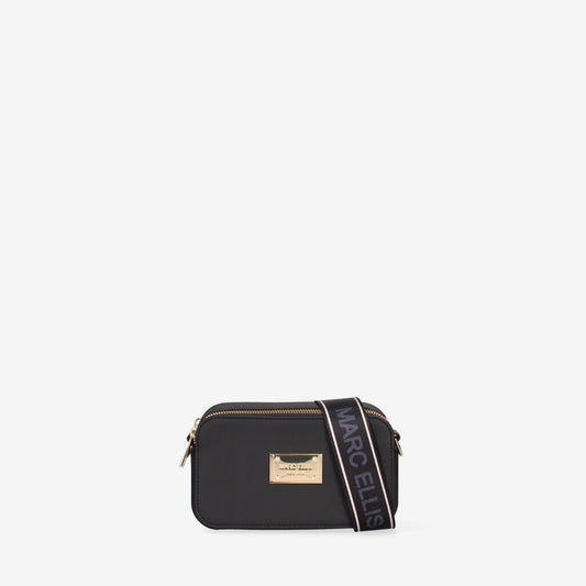 Black Logo Canvas Crossbody Bag with Adjustable Strap