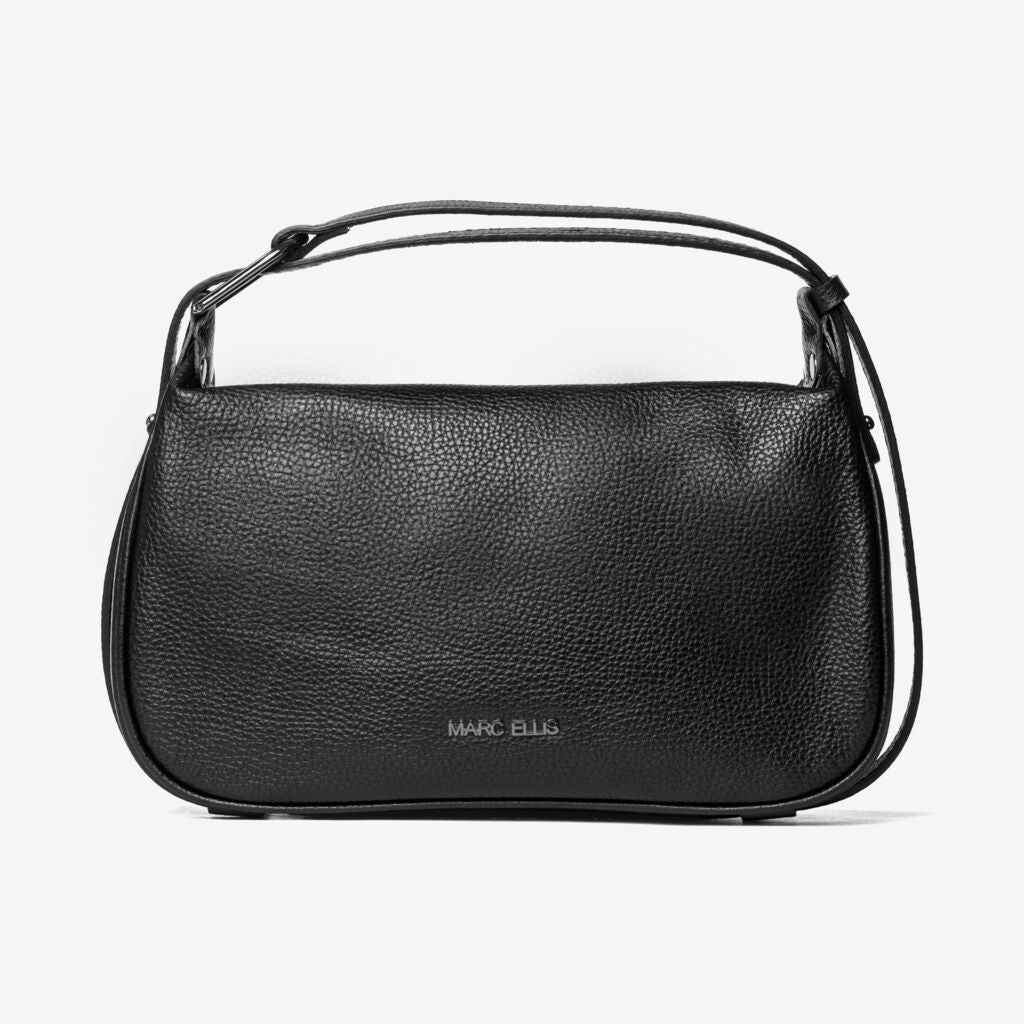 Black Textured Shoulder Bag with Adjustable Strap