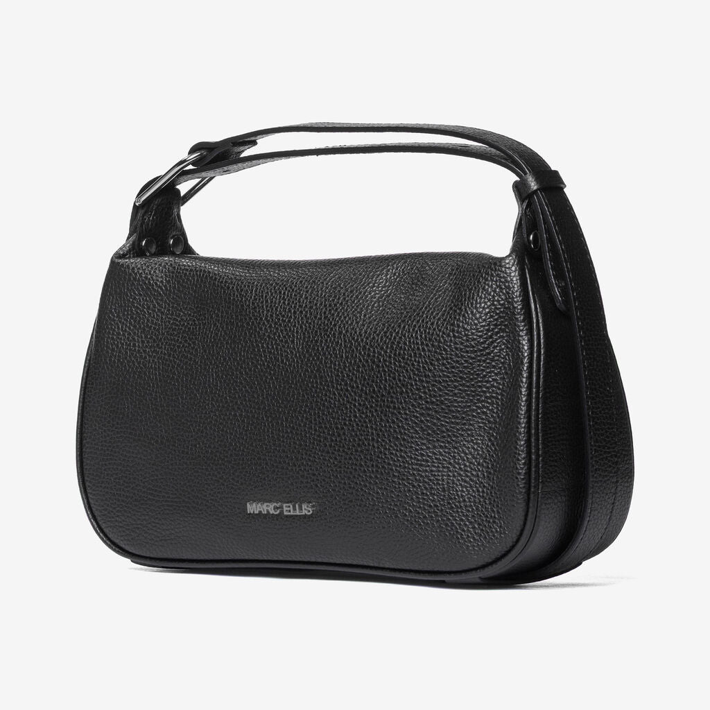 Black Textured Shoulder Bag with Adjustable Strap