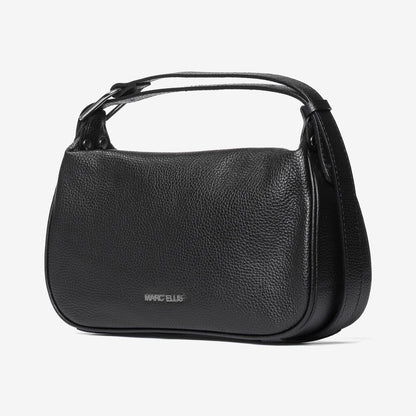 Black Textured Shoulder Bag with Adjustable Strap