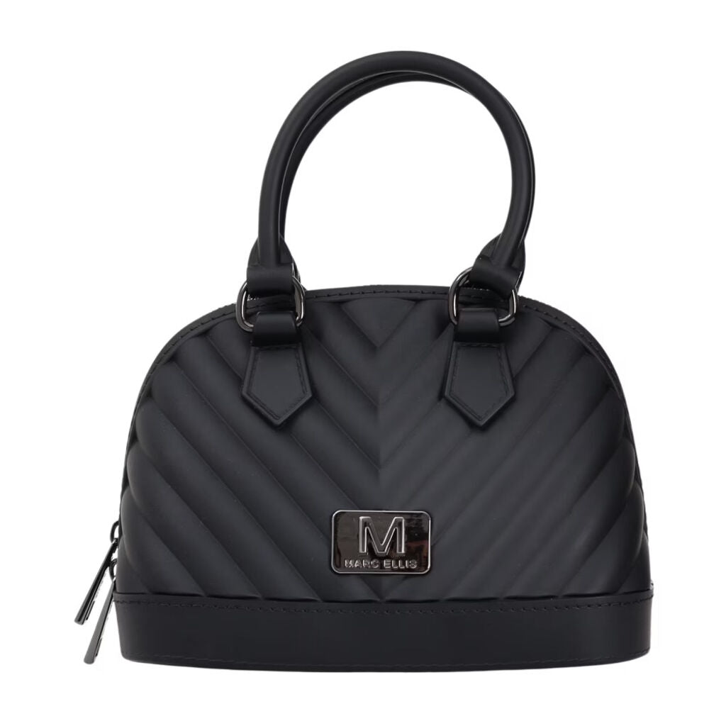 Black Quilted Mini Bag with Structured Handles